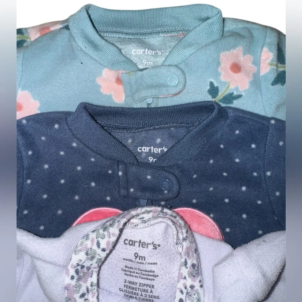 Baby Girl Carter's Zip-Up Fleece Sleep & Play Set 3 Size 9 m
